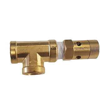 justerbar overtryksventil 1/4" MPT og 1/4" FPT T-kobling