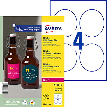 Bottle label oval removable, white 400 pcs