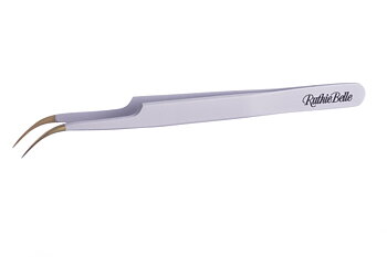 Curved volume tweezers with white handle