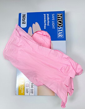 Pink nitril gloves * 100 size L