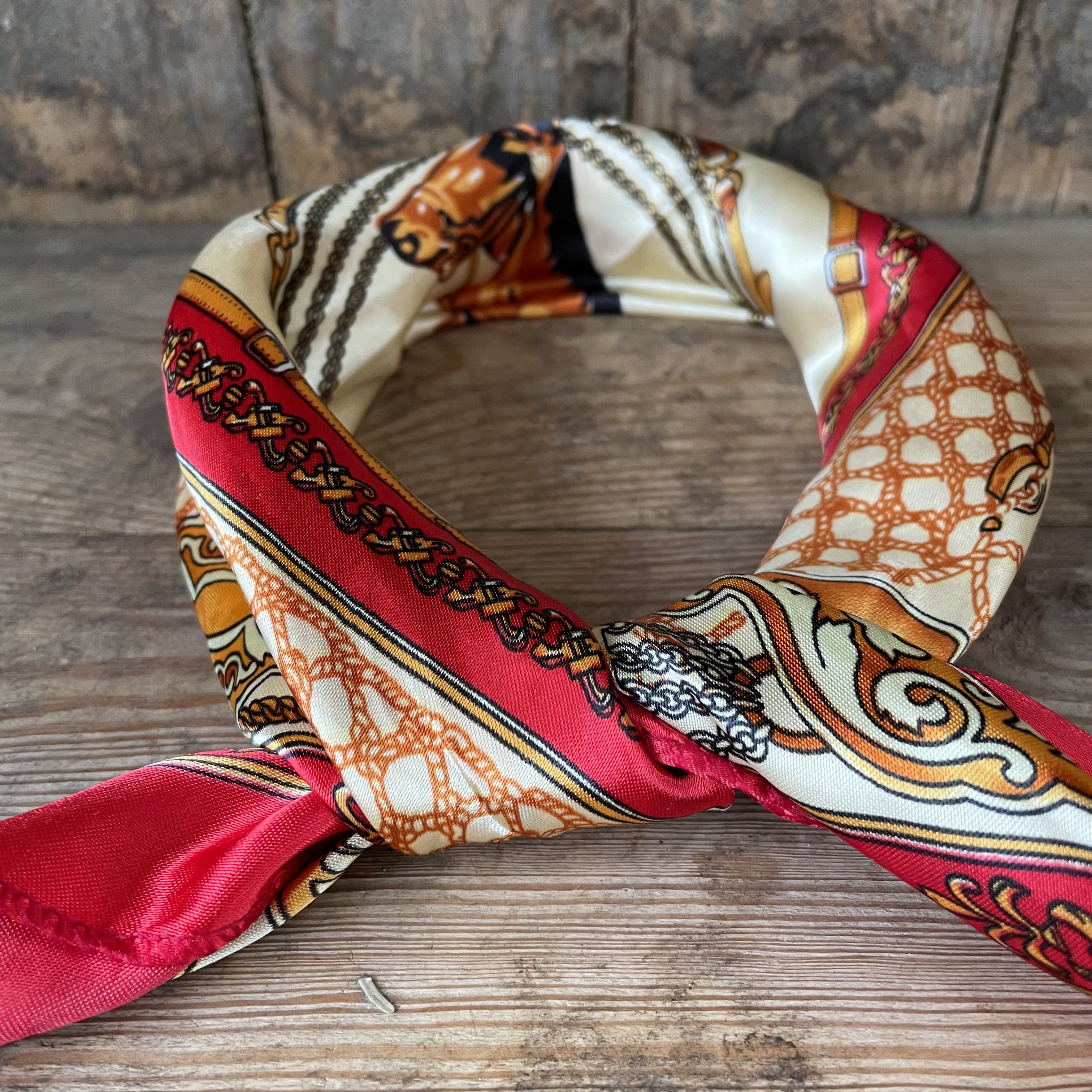 Hårsjal Paisley guld-röd  - 4