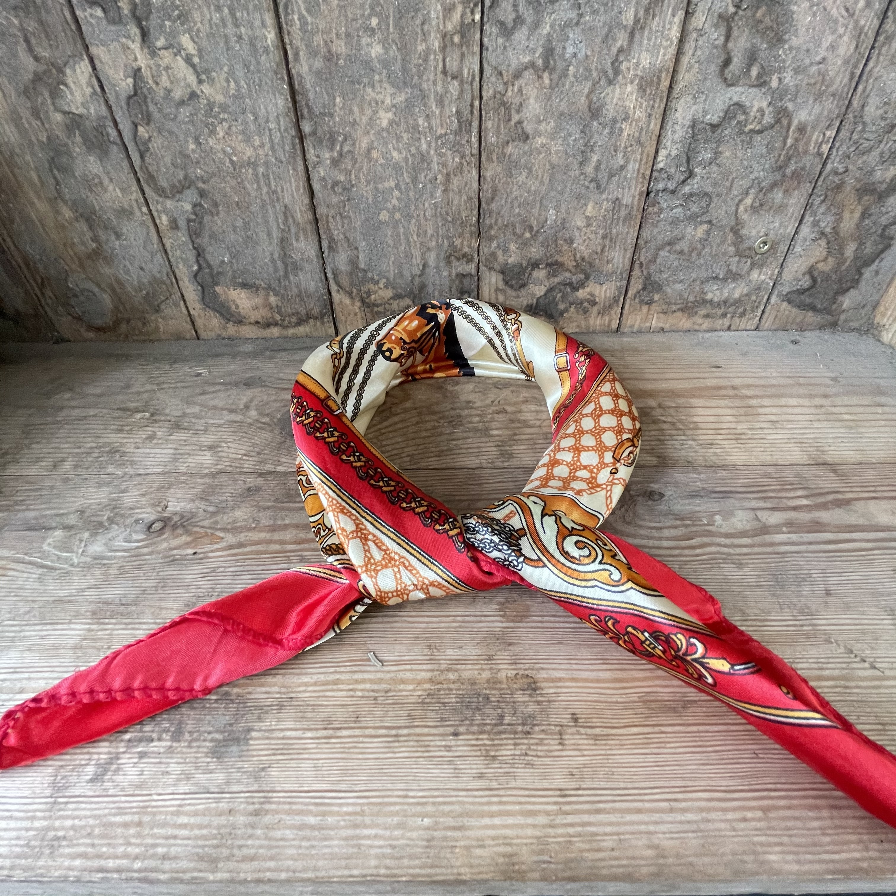 Hårsjal Paisley guld-röd  - 3