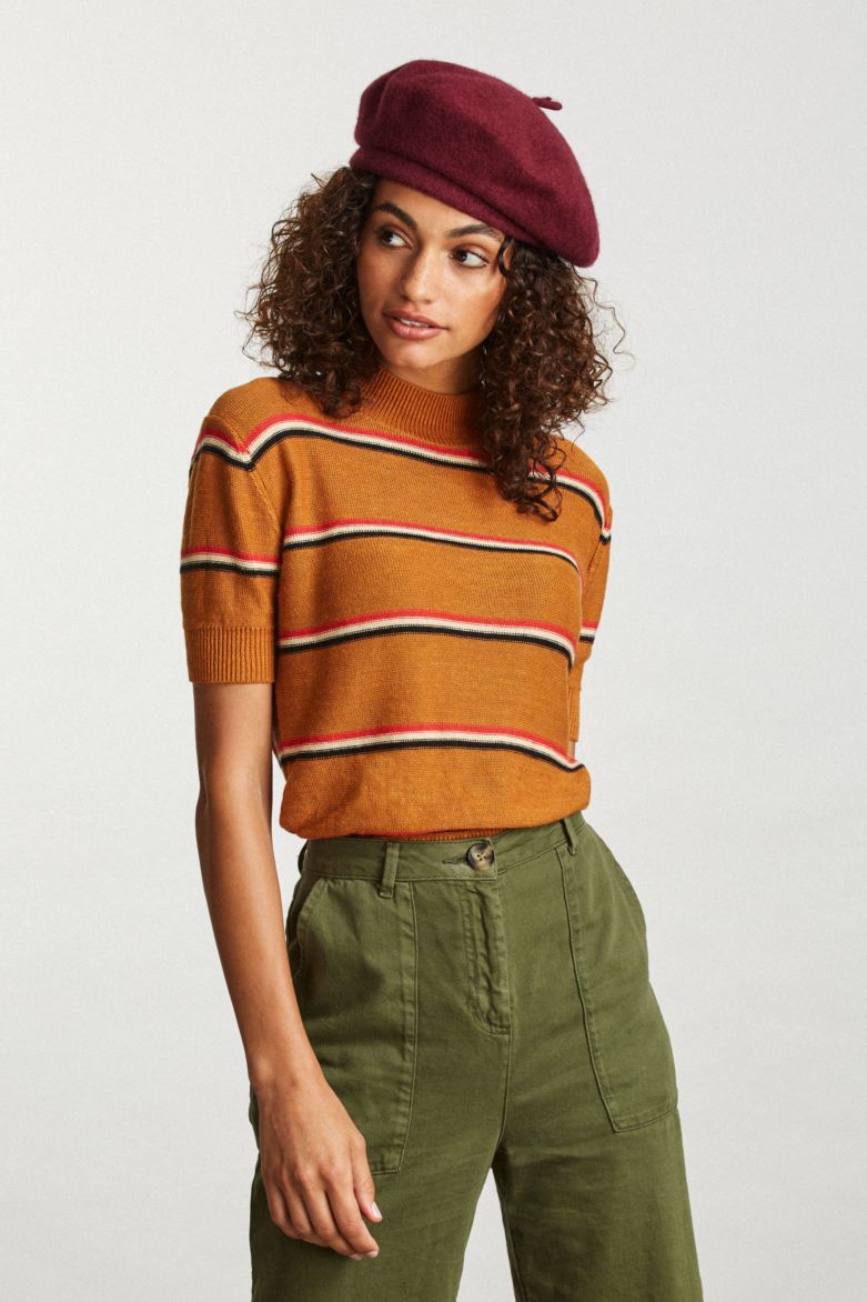 Brixton Audrey washed wine beret - 2