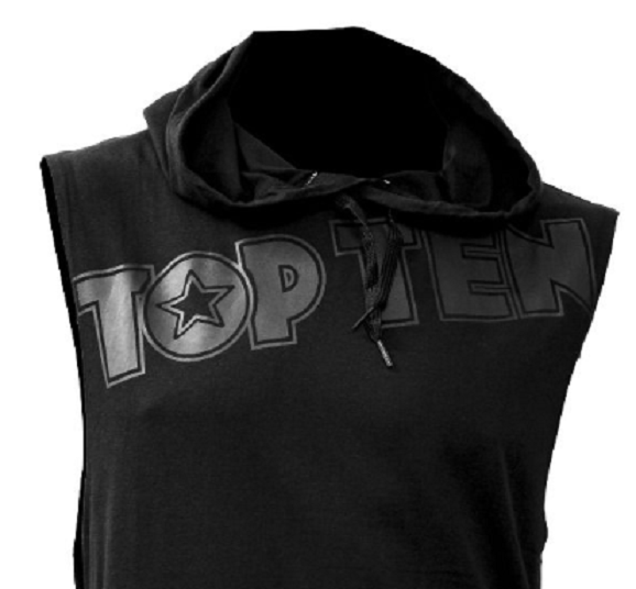 Topten  Biceps Sleeveless T-shirt med Hood, Svart - 3