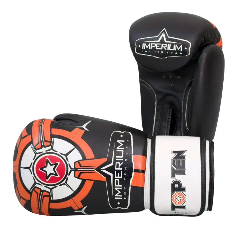 Topten Boxingglove "Imperium", Black/Orange 10-12 oz