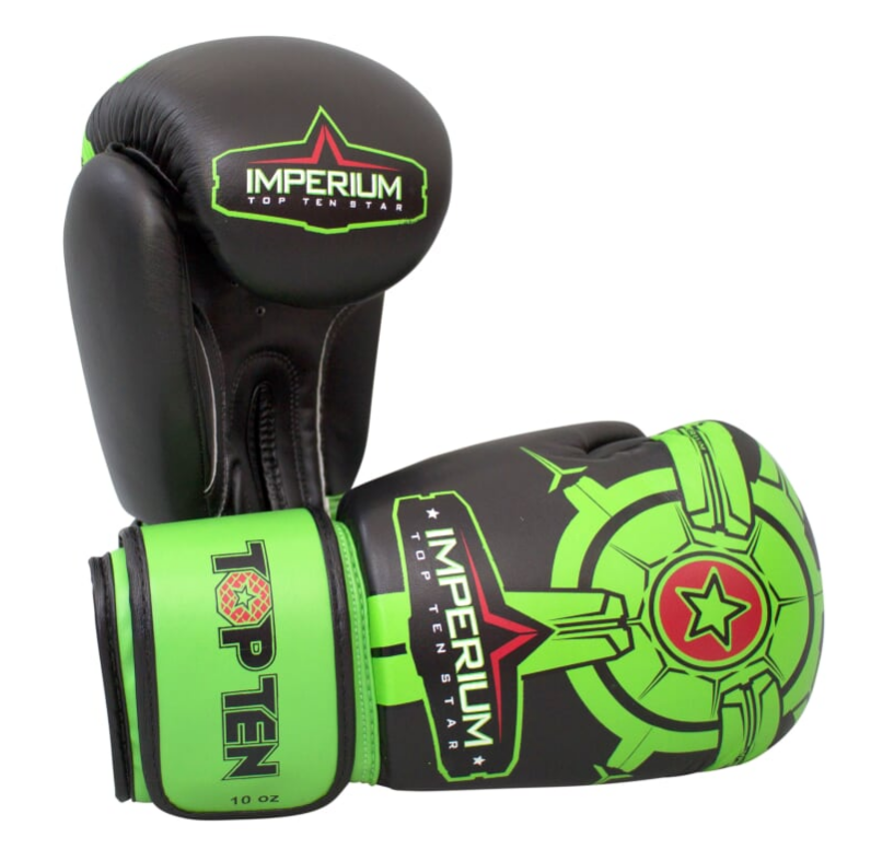 Topten Boxingglove "Imperium", Black/Grön 10-12 oz