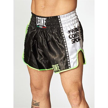 Leone Combat Thaishorts, Black/White/Green