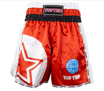 Topten Kickboxingshorts  WAKO Star, Red/White
