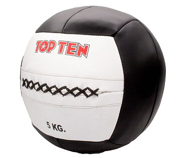 Topten Medicinboll Big size with Stitches Läder 5 kg, Vit/Svart 