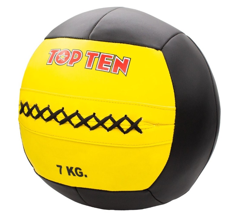 Topten Medicinboll Big size with Stitches Leather 7 kg, Yellow/Black 