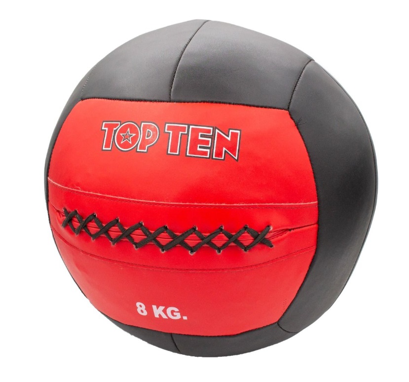 Topten Medicinboll Big size with Stitches Leather 8 kg, Red/Black 