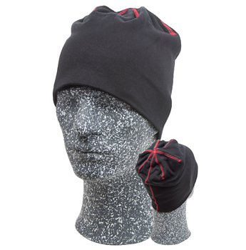 Embla Beanie, Svart/Röd One size