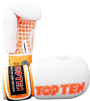 Topten Boxingglove Fight, White/Orange 10 oz