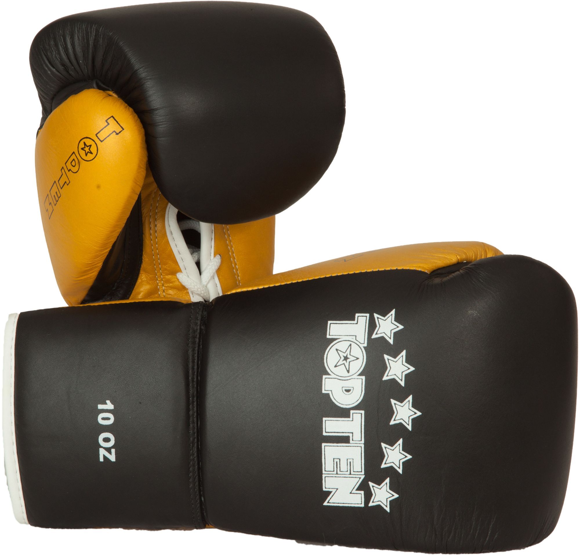 Topten Boxhandske PRO, med snörning, svart/guld 8-10 oz
