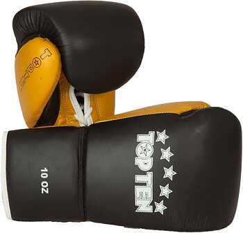 Topten Boxglove PRO, with lacing, black/gold 8-10 oz