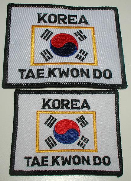 Broderat Märke Korea TKD och Flagga