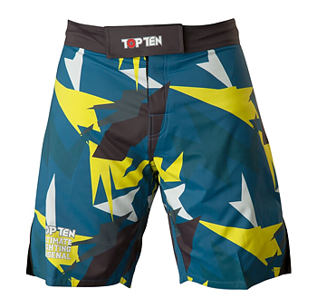 Topten MMA Board Shorts "Jungle" Black/Blue/Yellow
