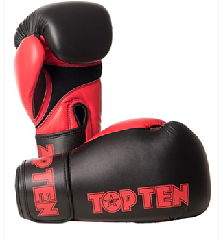 Topten Boxningshandske XLP, Svart/Röd 10-16 oz