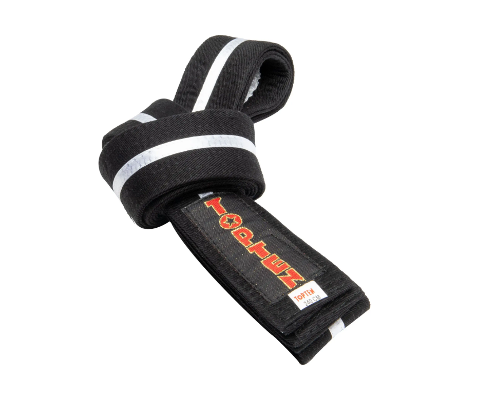 ITF Moon bälte Topten svart/vit stripe  4,5 - 5 cm