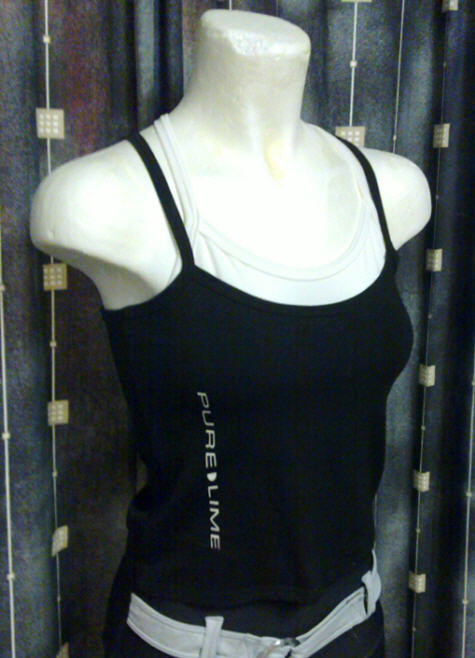 Pure Lime Twin Camisole Top, Black/White Medium.