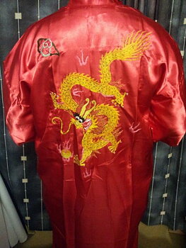 Kimono in silk with dragon Red X-Large