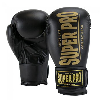 Super Pro  boxhandske Champ Svart/guld 8-16 oz