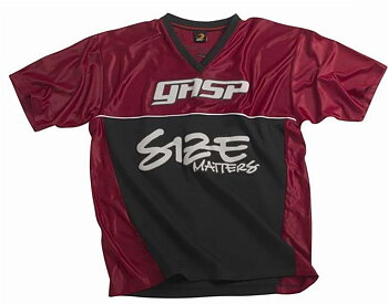 GASP Size Matters football Tee, Black/Chili