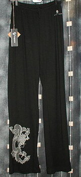 Freddy Pant with printed grey dragon, Black Small