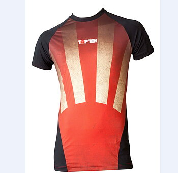 Topten Rashguard Kortärm "Sunrise", Svart/Röd