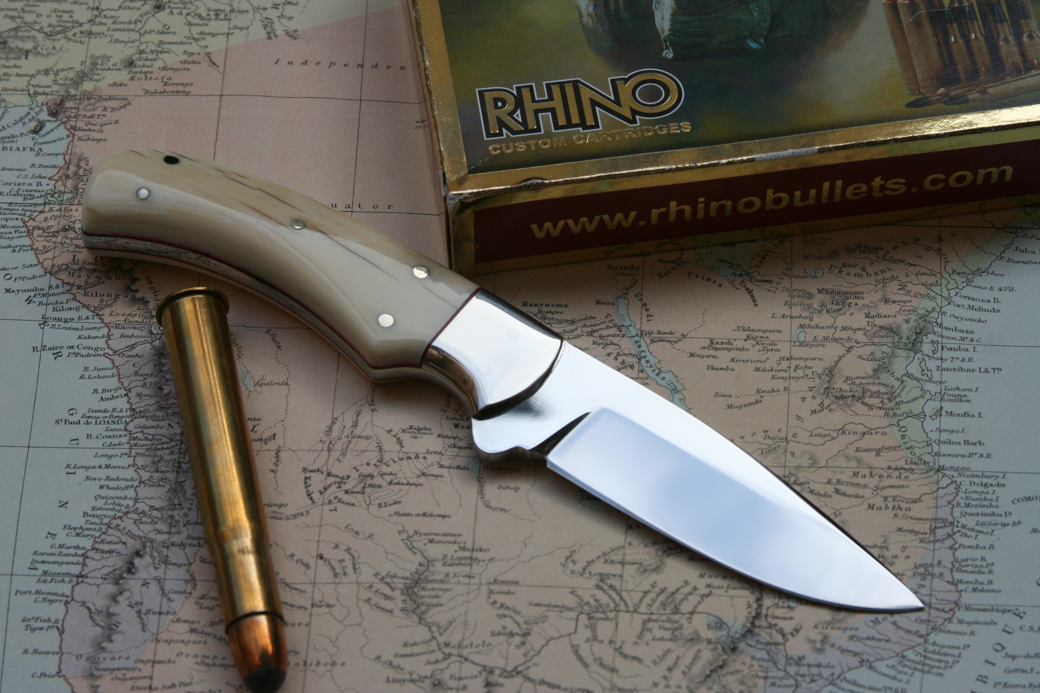 Mammoth Ivory Finger Grip Drop Point Skinning Knife - 3