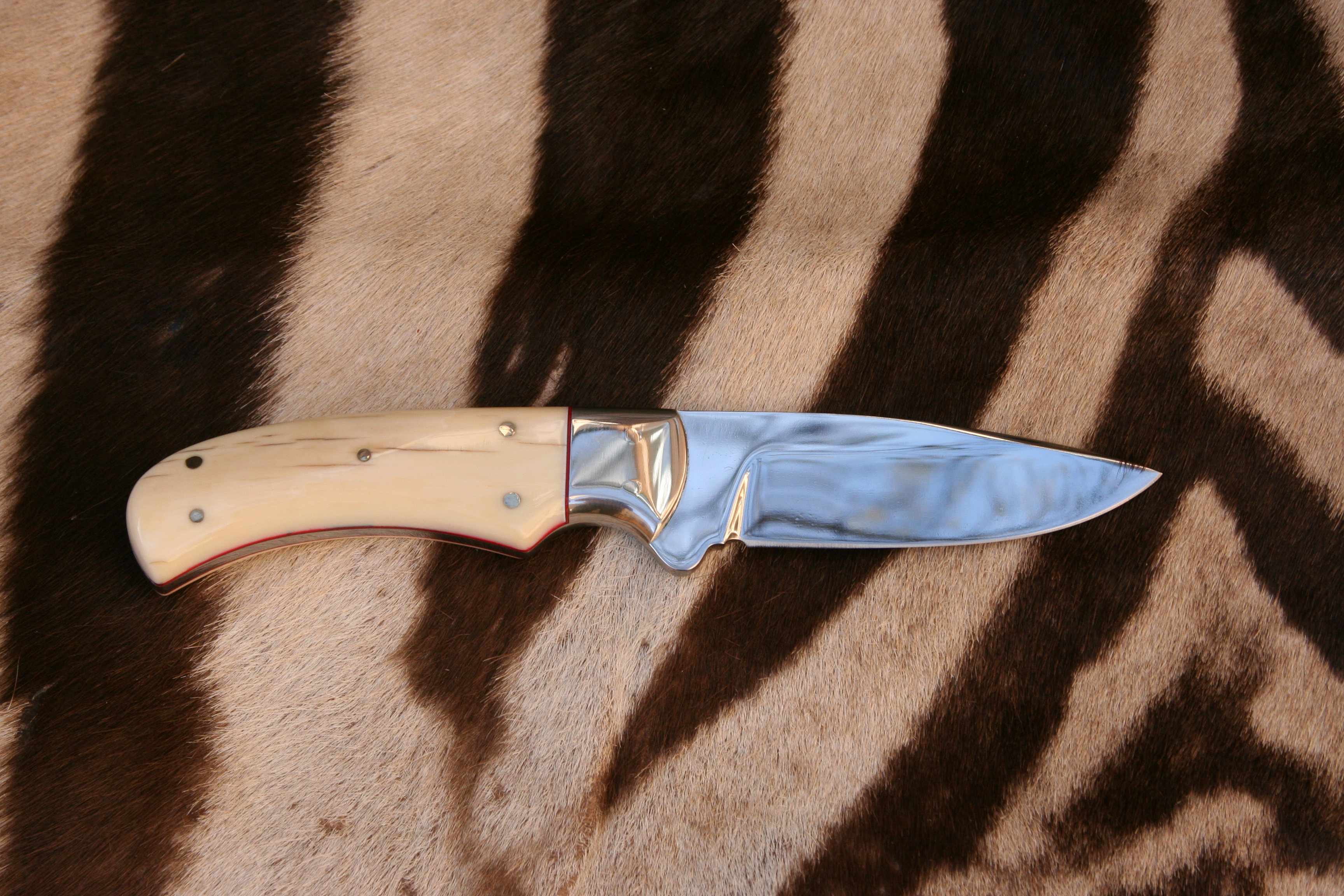 Mammoth Ivory Finger Grip Drop Point Skinning Knife - 6