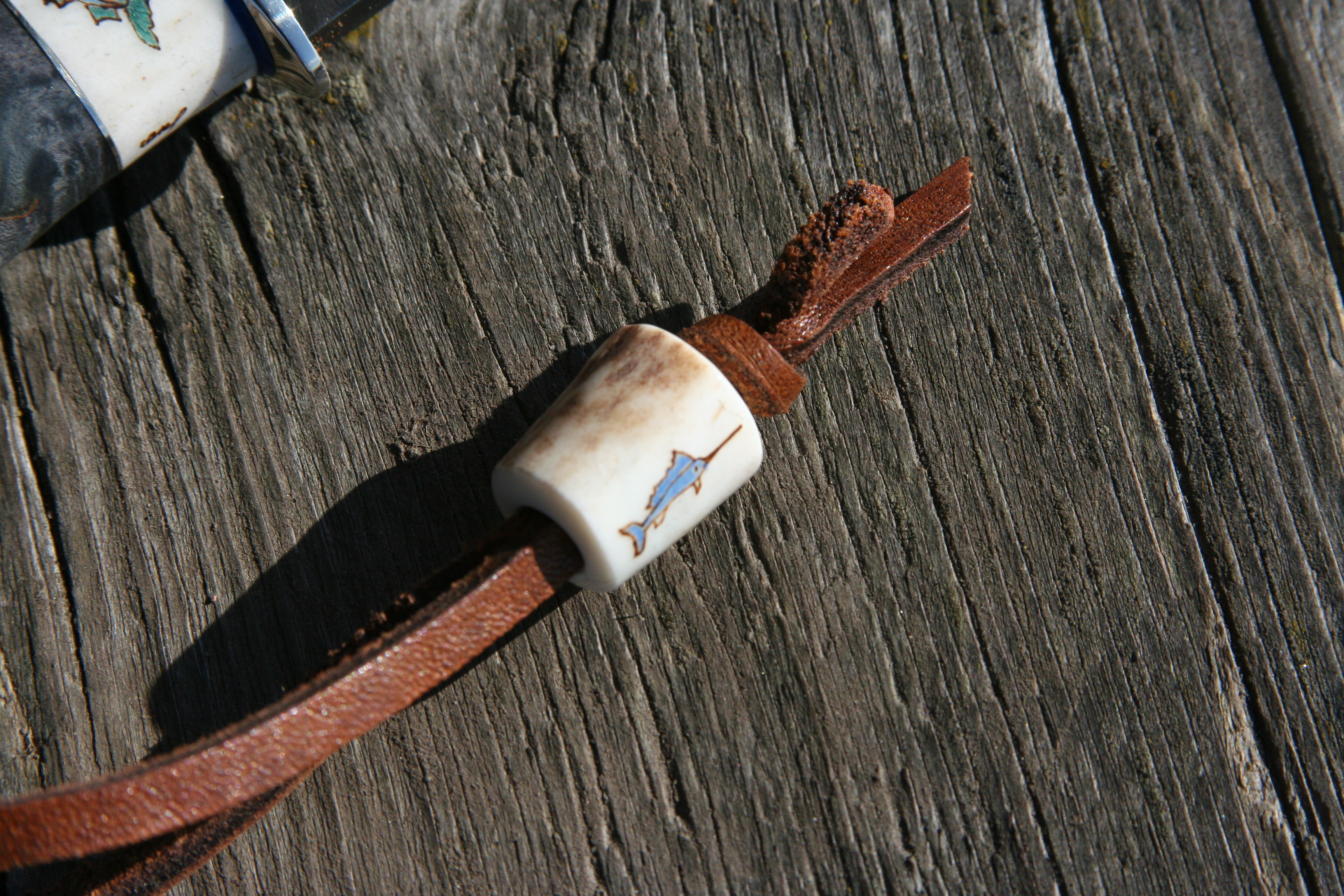 Blue Marlin Scrimshawed High Vanadium Damascus Custom Hunter - 13