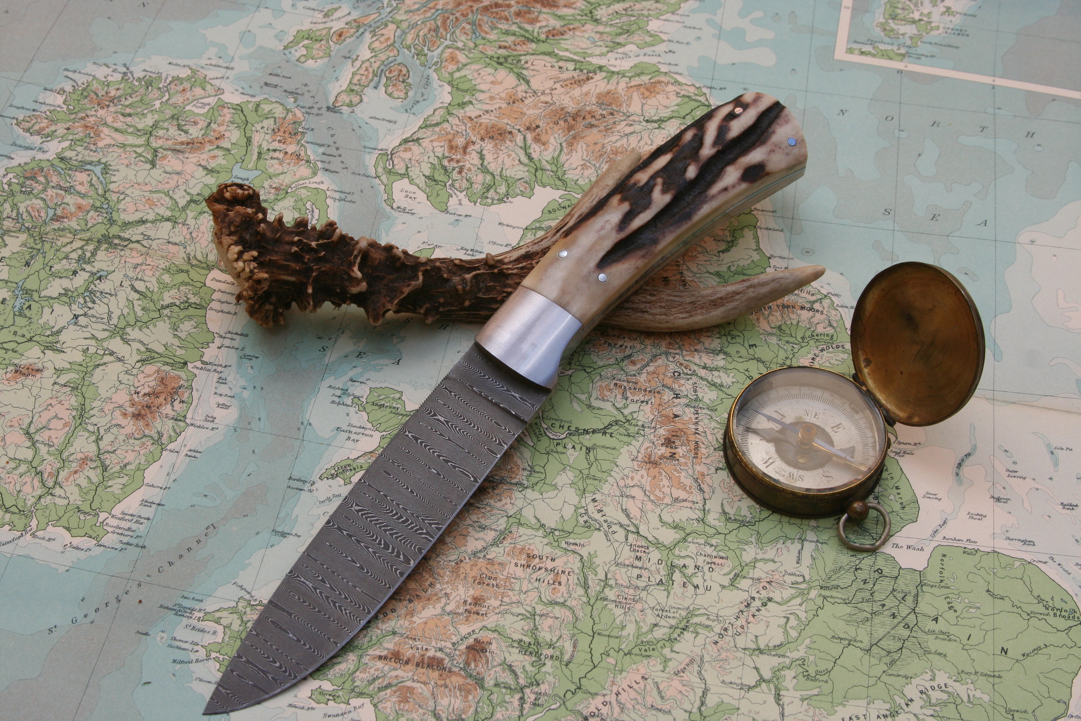 Damascus And Stag - Drop Point Hunter - 2