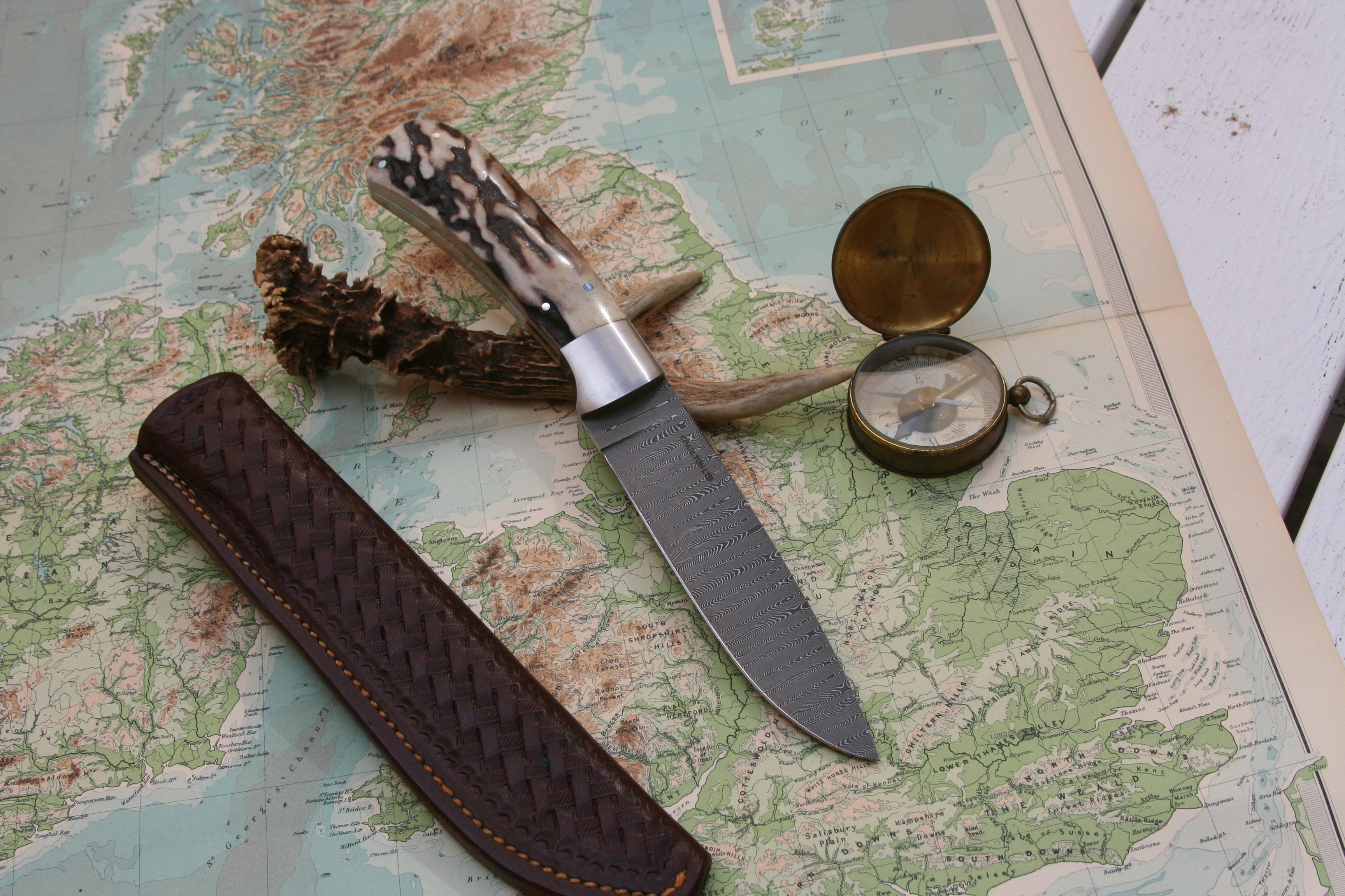 Damascus And Stag - Drop Point Hunter - 7