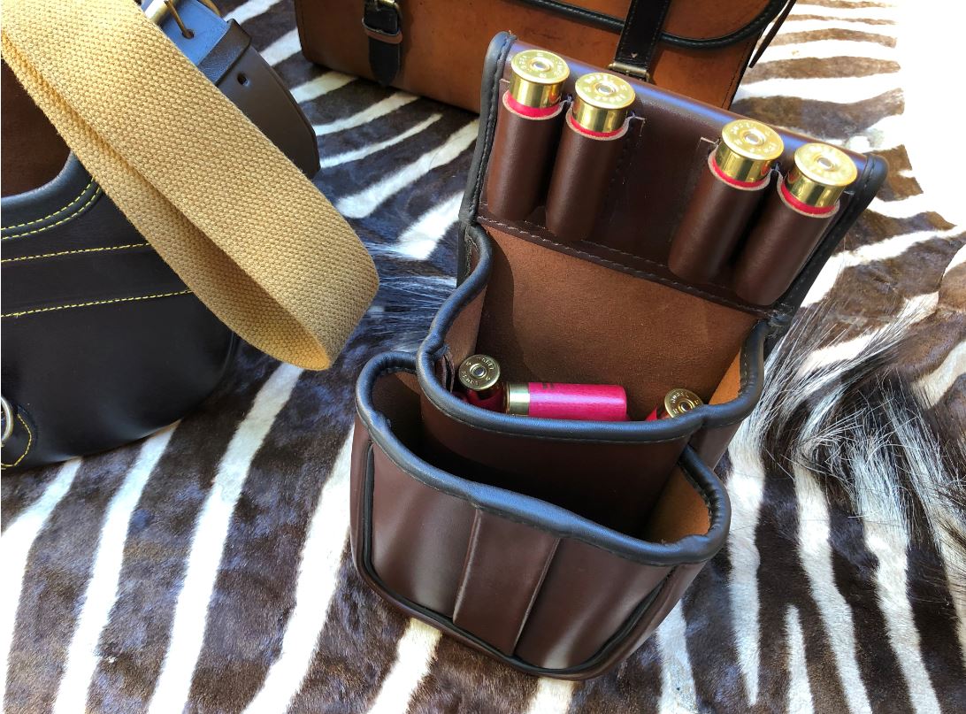 Leather Clay Game Shooting Belt Fitting Shotgun Cartridge Pouch Bag