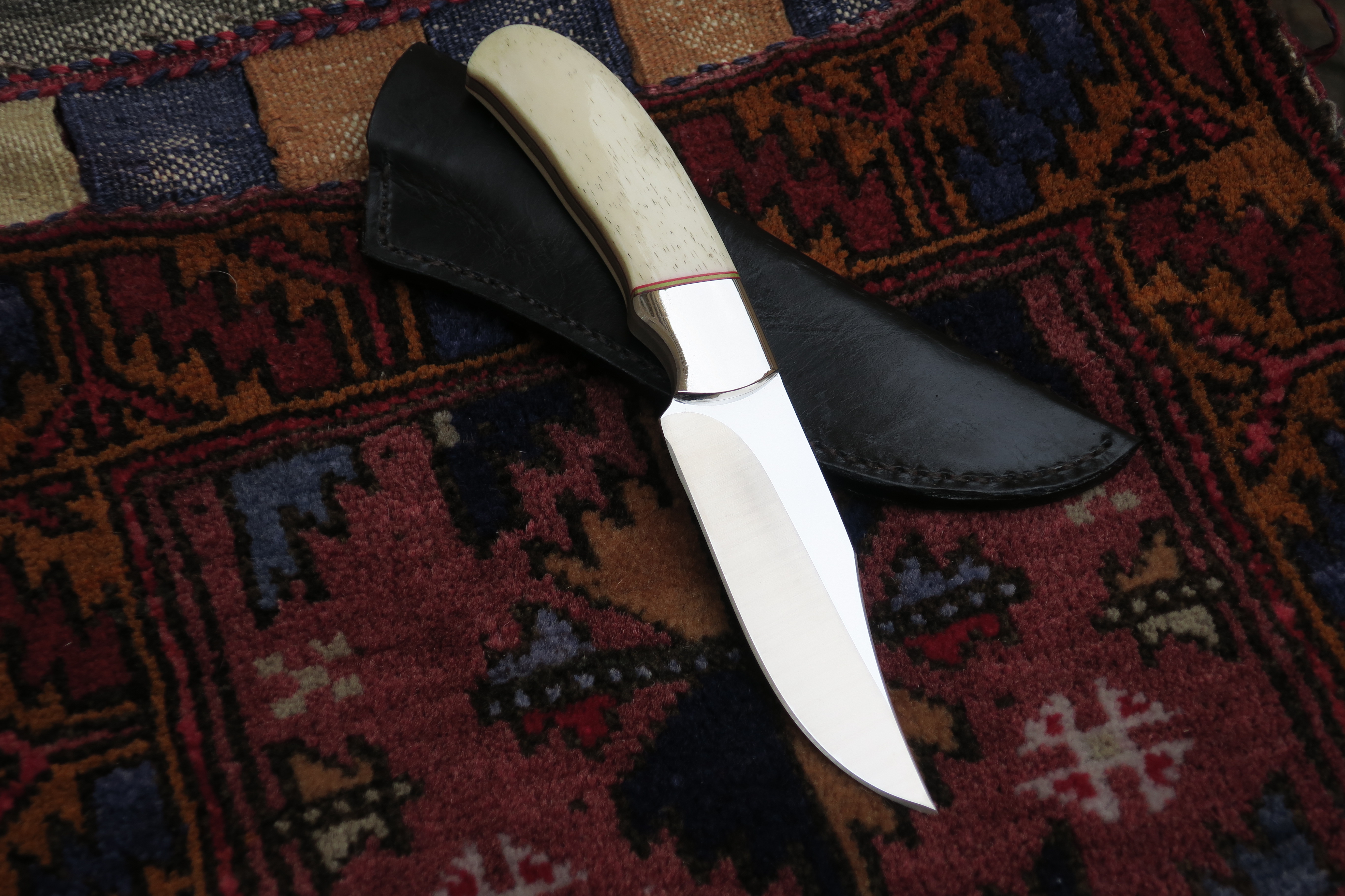 Makalös Scrimshaw! Leopard – en medium Utility Hunter knife - 4