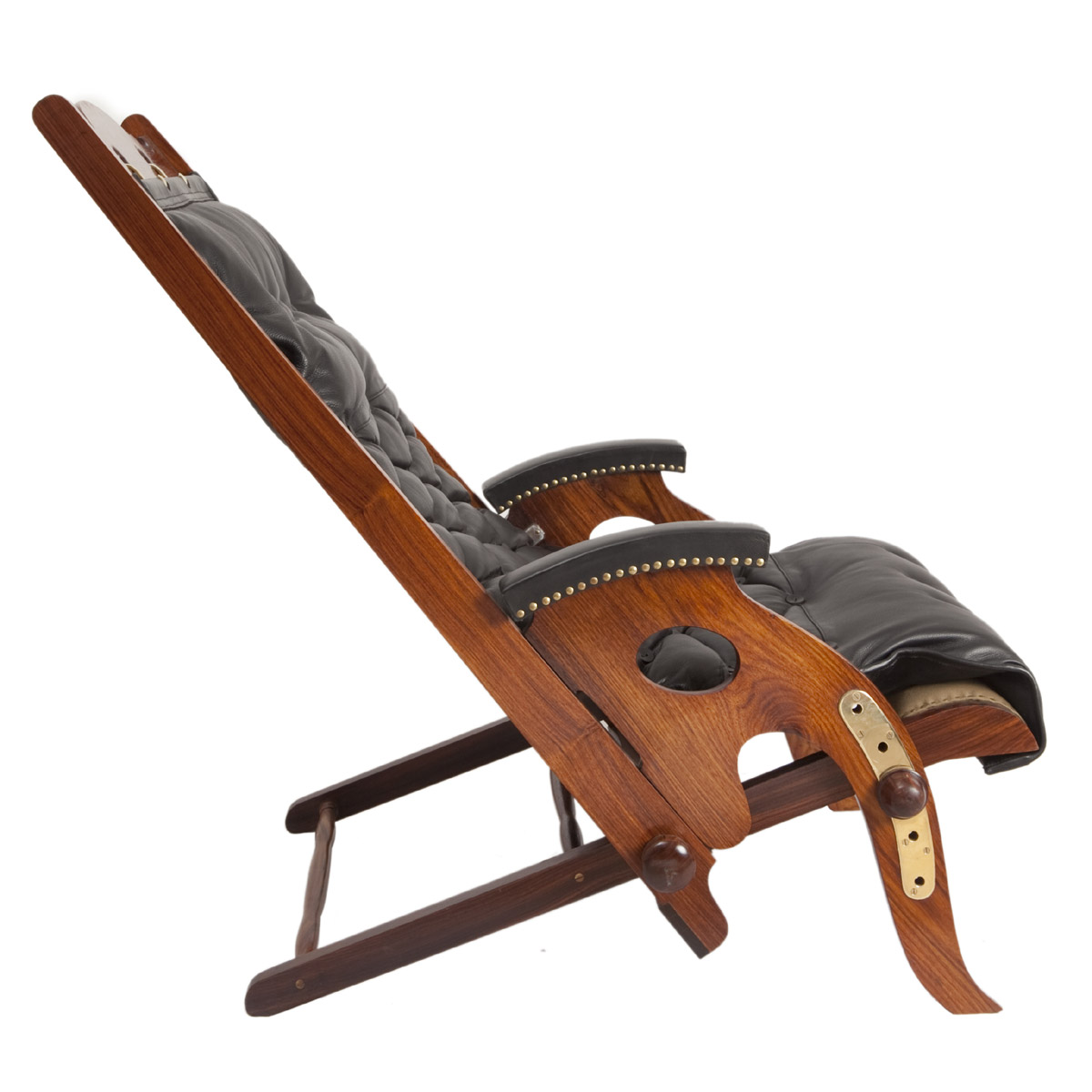 French Officers Chair - Rosewood And Leather Masterpiece - 2