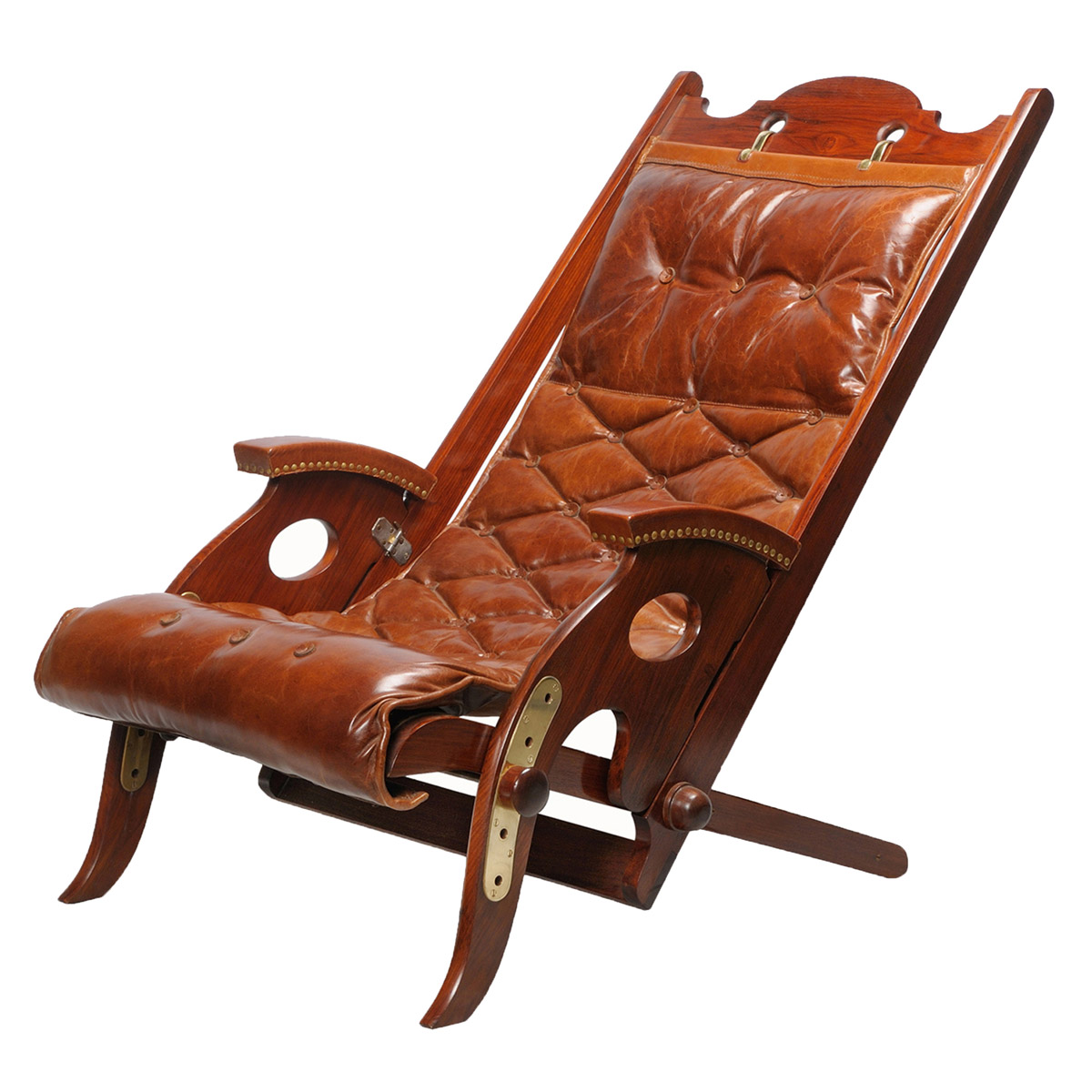 French Officers Chair - Rosewood And Leather Masterpiece - 3