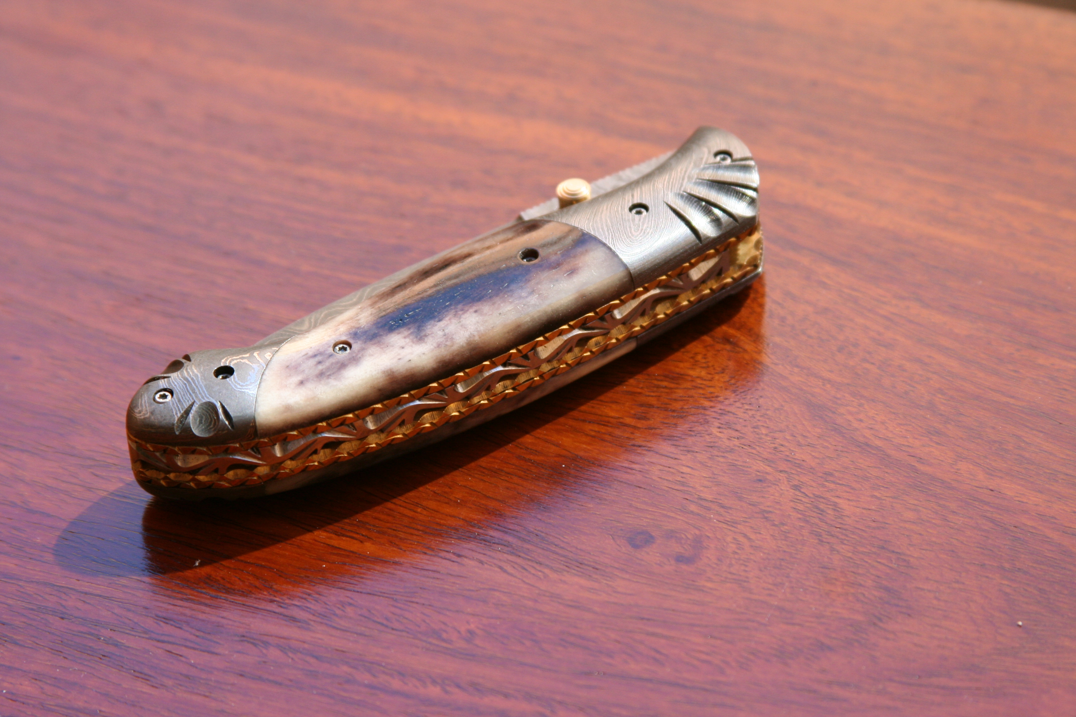 Damascus Folder, Liner Lock - Mycket arbetad! - 5