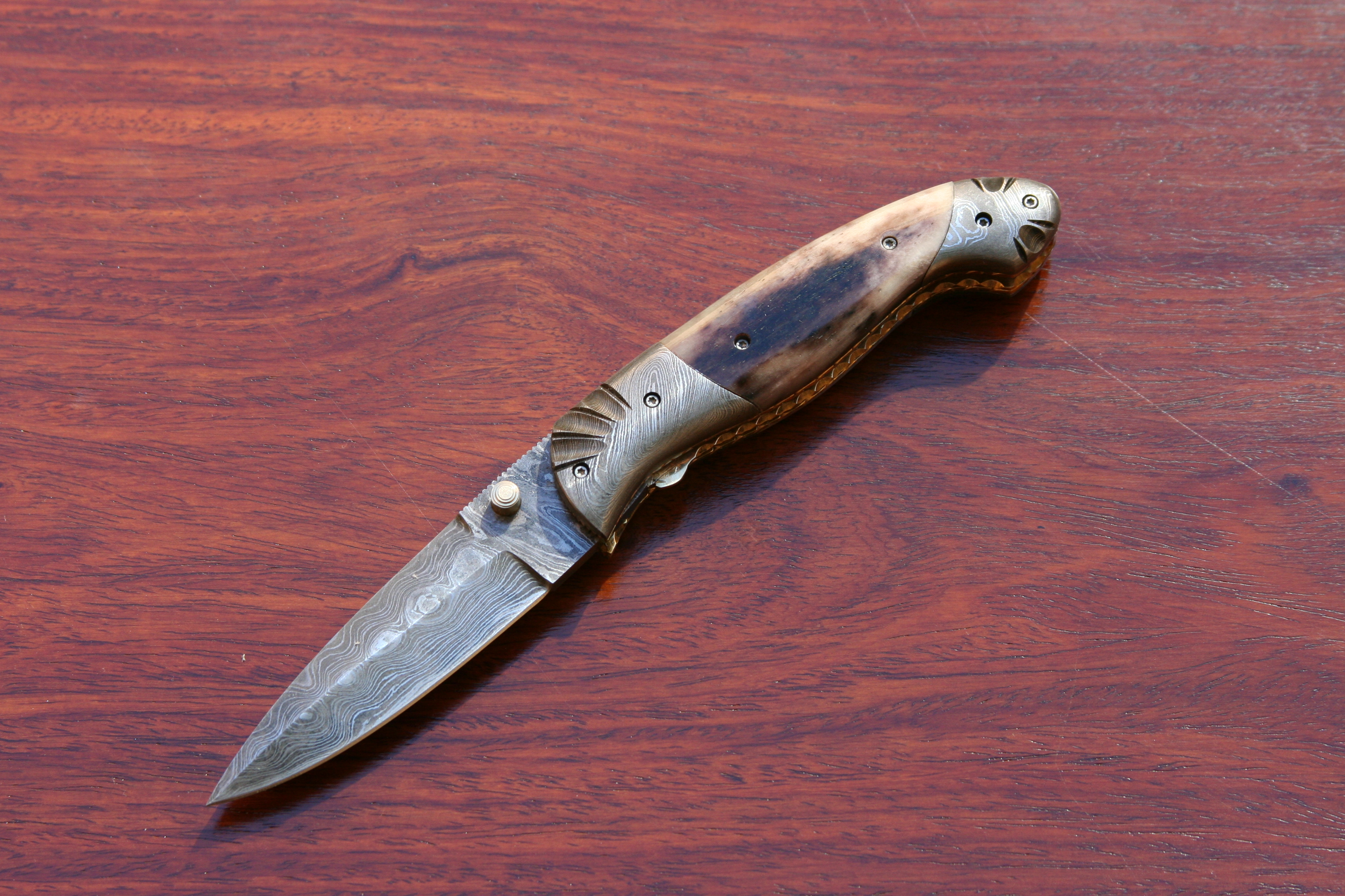 Damascus Folder, Liner Lock - Mycket arbetad!