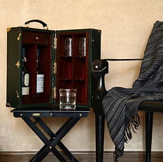 Luxuöst Drinks Kabinet - Croco-mönstrat Läder & Rosewood