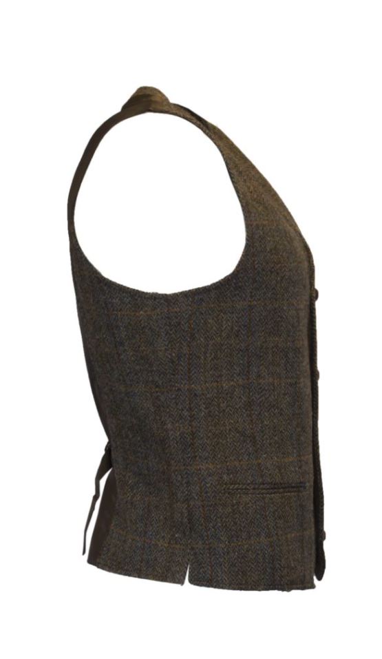 Harris Tweed Herringbone Overcheck Country 4-ficks väst  - Klassisk skotsk - 3