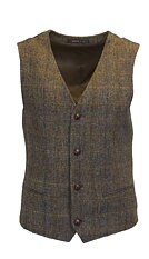 Harris Tweed Herringbone Overcheck Country 4-ficks väst  - Klassisk skotsk