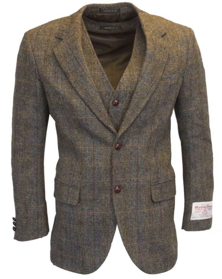 Harris Tweed Herringbone Overcheck Country Blazer  - Klassisk skotsk - 6