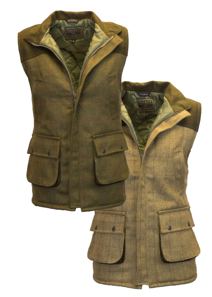 Engelsk Tweedväst- Tweed Waistcoat  with Moleskin Shoulder Patch Light SAGE - 6
