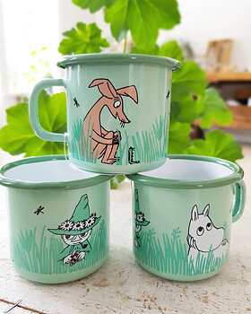 Emaljmugg Mumin I Trädgården Grön 2,5 dl