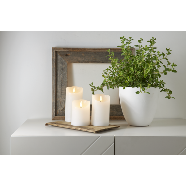 LED Blockljus Flamme Rustic Vit 10cm - 3