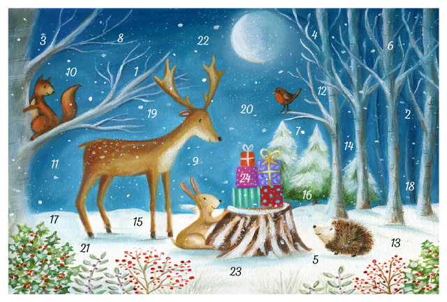 Kalenderkort med glitter - 6