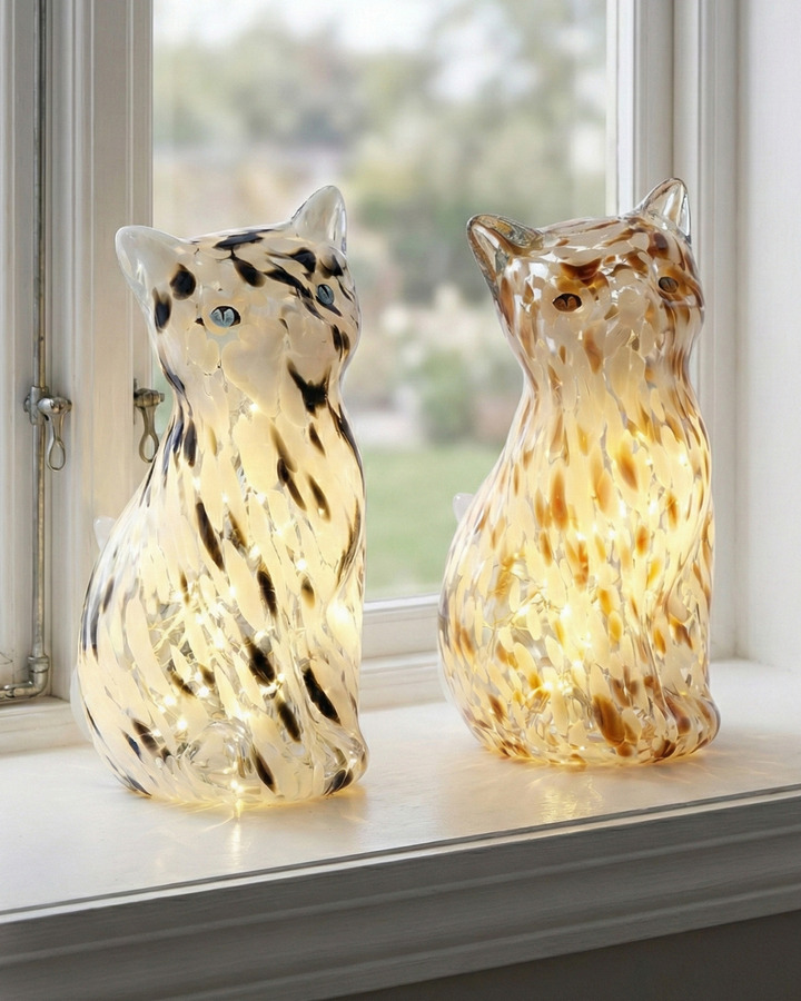 Bordslampa Katt - brun/vit - 4