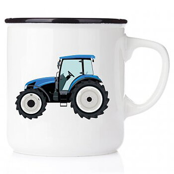 Emaljmugg Traktor Blå